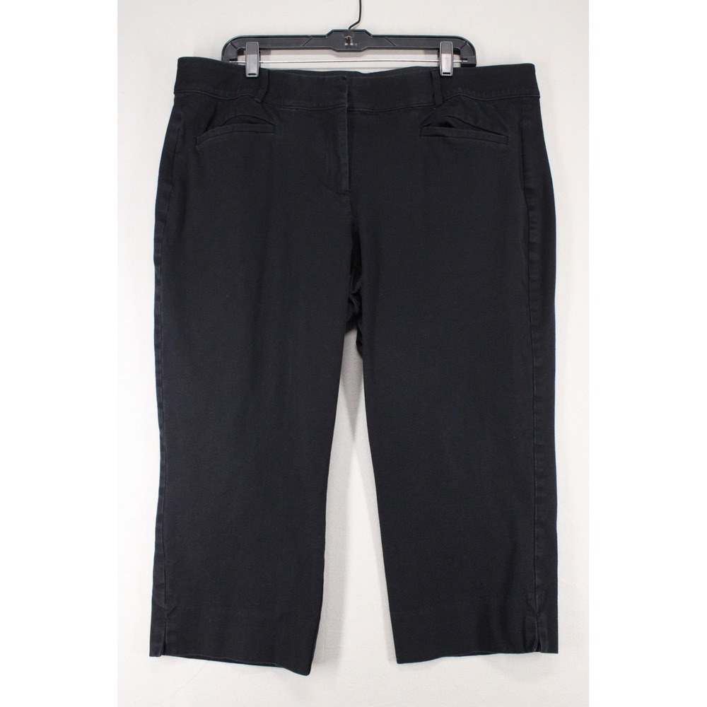 Lane Bryant The Allie Black Cropped Pants Womens 18 Cotton Stretch Trousers